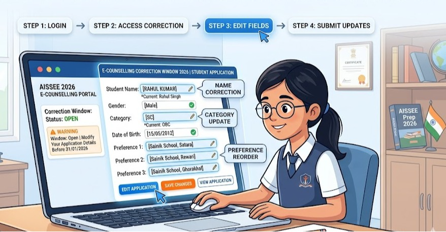 AISSEE 2026 E-Counselling Correction Window: How to Edit Your Application