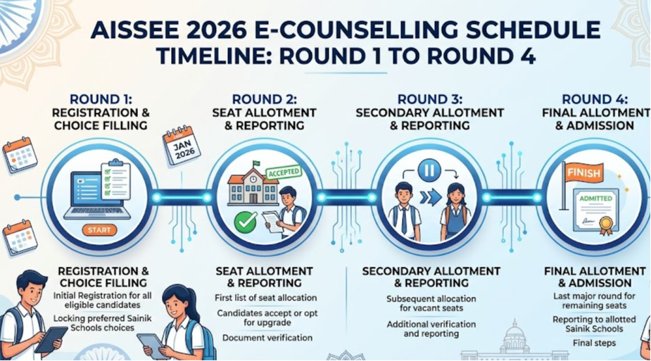 AISSEE 2026 E-Counselling Schedule: Round 1 to Round 4 Complete Timeline
