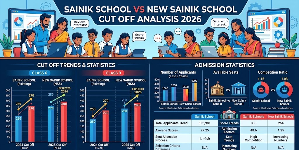 Sainik School vs New Sainik School Cut Off Analysis 2026: Last 2 Years Data