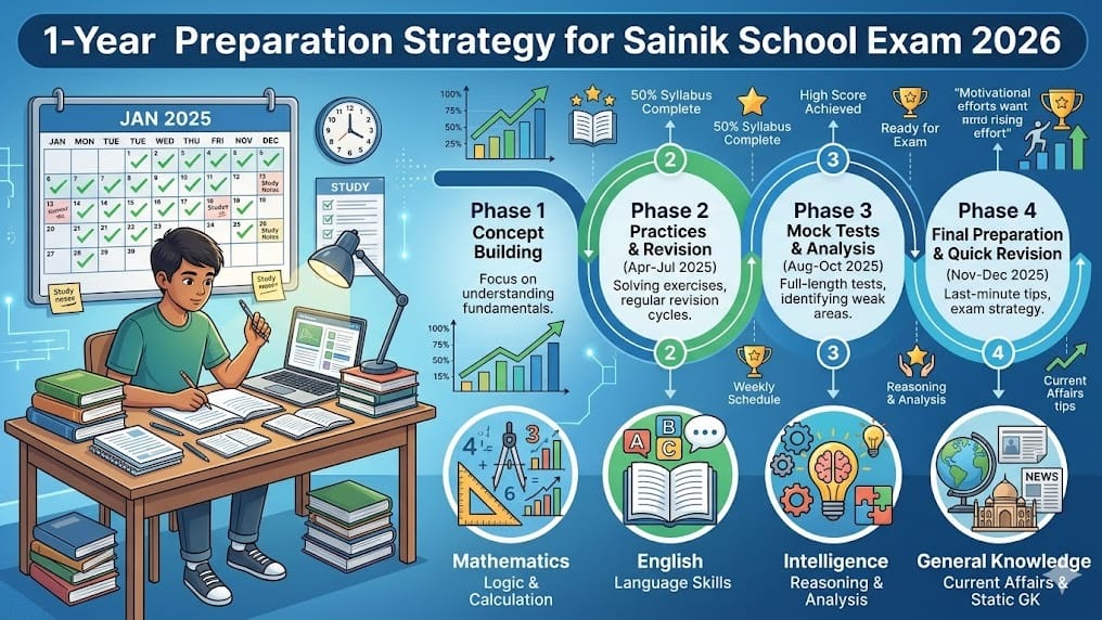 1 Year Preparation Strategy for Sainik School Exam 2026: Complete Study Plan