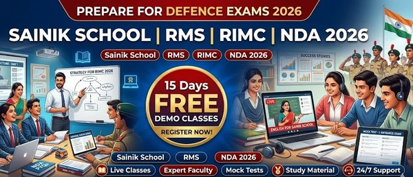 15 Days Free Demo Classes for Sainik School, RMS, RIMC & NDA 2026